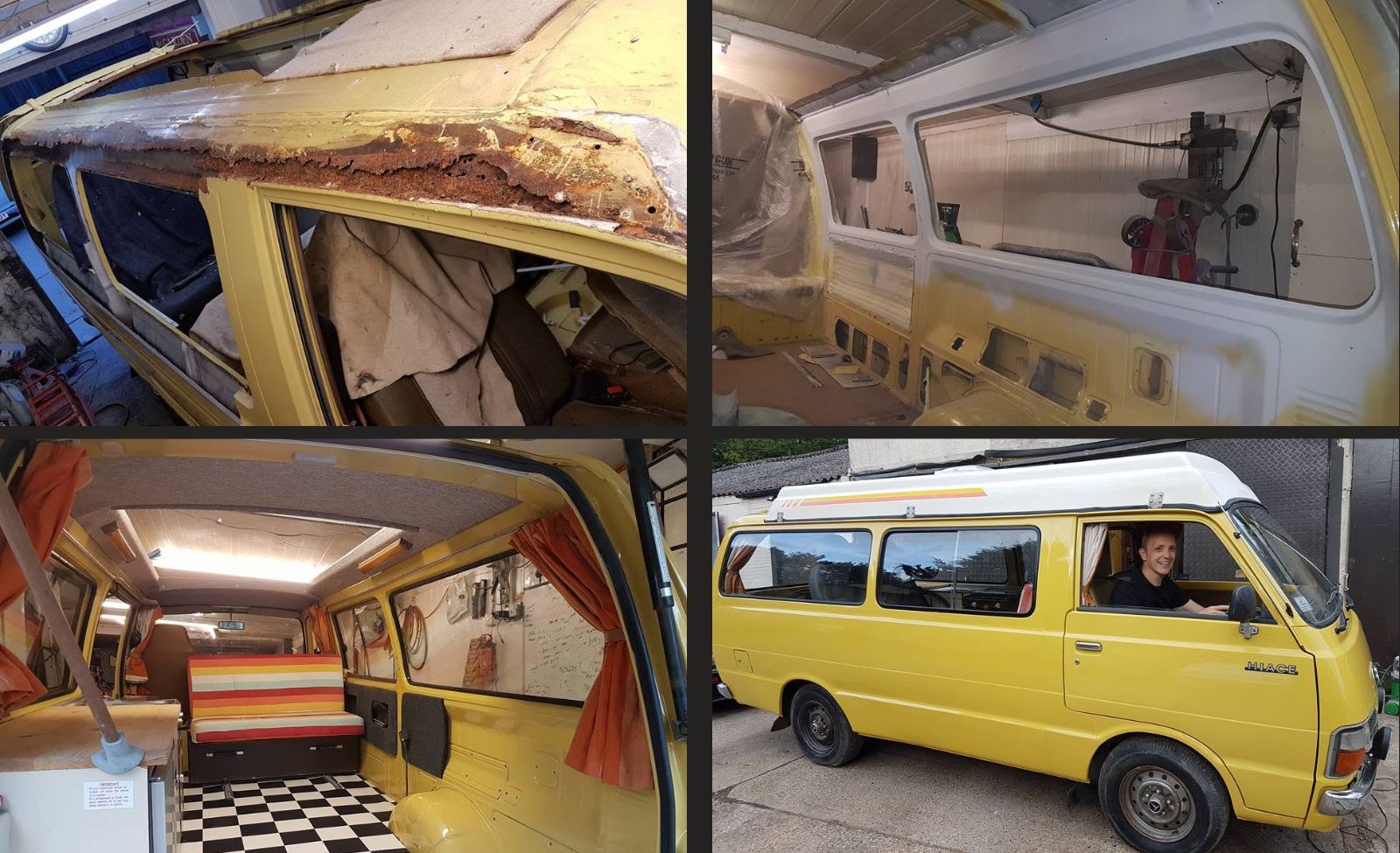 Toyota HiAce campervan conversion — strip-out, rebuild, and finished result